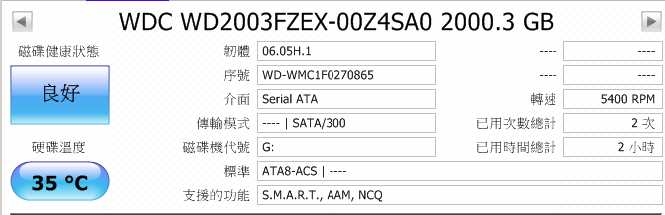 為何新買的WD 2003FZEX顯示5400轉?(山寨硬碟)