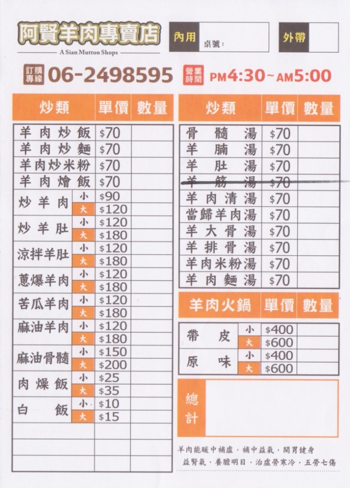 [仁德區] 阿賢羊肉