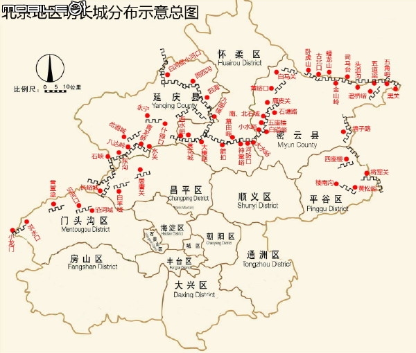 北京周邊長城- 河防口,八達嶺,金山嶺,水關,慕田峪,箭扣,居庸關,西水峪,石峽關,司馬台,雲蒙山,青龍峽,南寨坡,龍泉峪,角山,蟠龍臥虎山,撞道口,黃松峪,大榛峪,黃花城,東溝,亓蓮關,南山路邊垣
