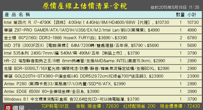 最後的整理2個單子....請問各位前輩還有啥要改進