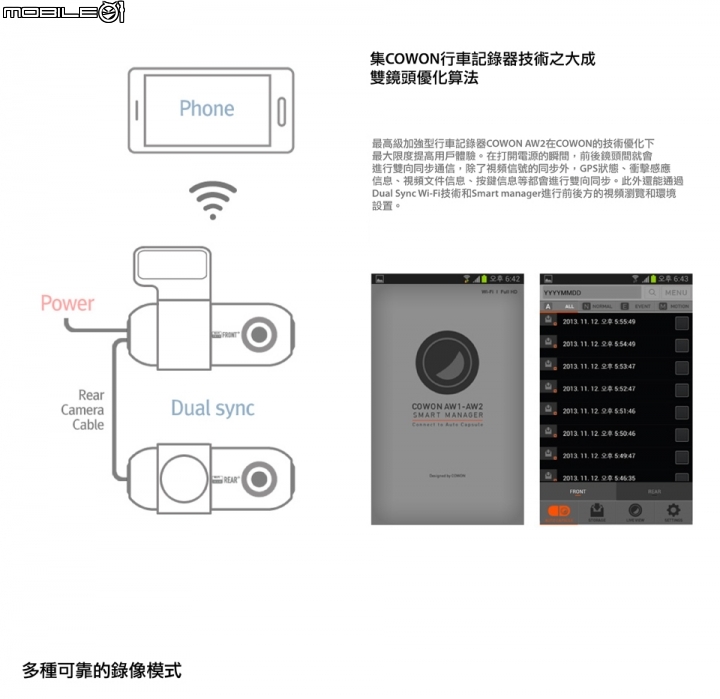 [開箱]Cowon AW2 小巧，前鏡+後鏡個別1080P!...
