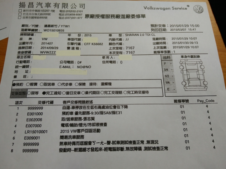 福斯Sharan 2.0 TDI  油表不準是正常? 想買前要想清楚.....