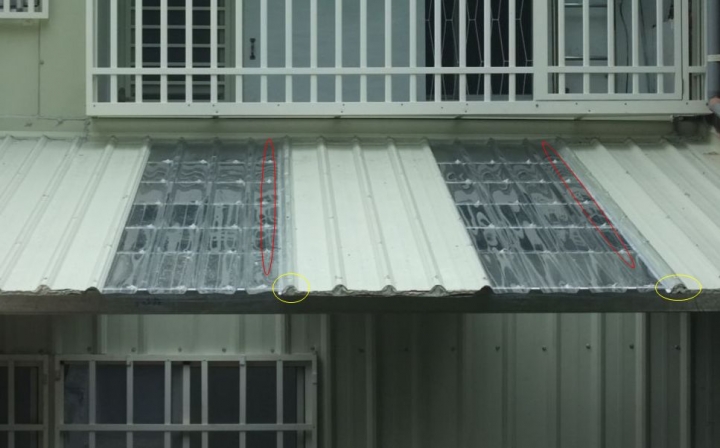 鐵皮屋上的透明PC 板搭在三明治烤漆板上工法問題