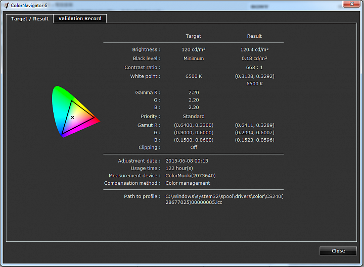 EIZO ColorNavigator  的 ΔE在哪裡看?