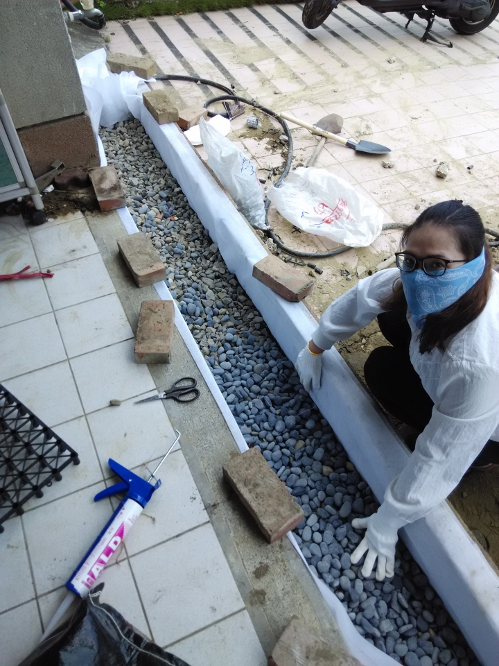 水泥底花圃底部排水實作(6/21更新自動灑水裝置)