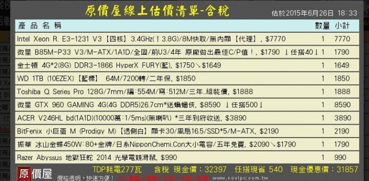 自組電腦求大神們健檢