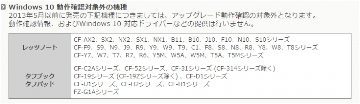 Let's note Windows 10 支援情報