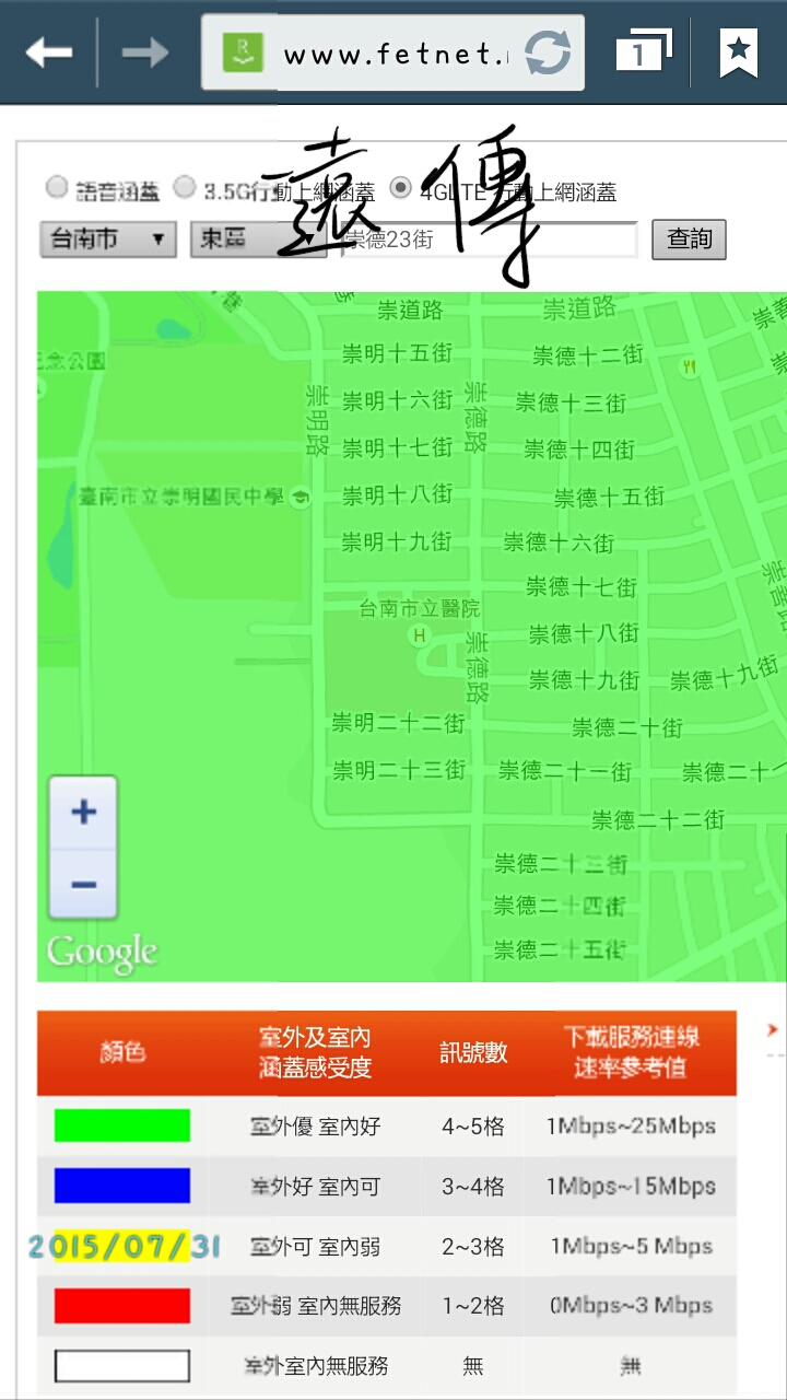 台灣之星，中華電信，遠傳電信4G訊號比較
