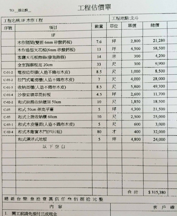 新成屋透天厝裝潢價格問題!!