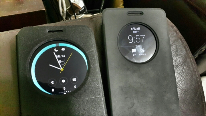 請問有人zenfone2 視窗皮套顯示歪掉嗎？