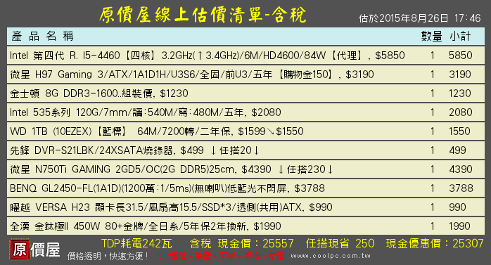 第一次自組電腦 預算20k~30k 求健檢
