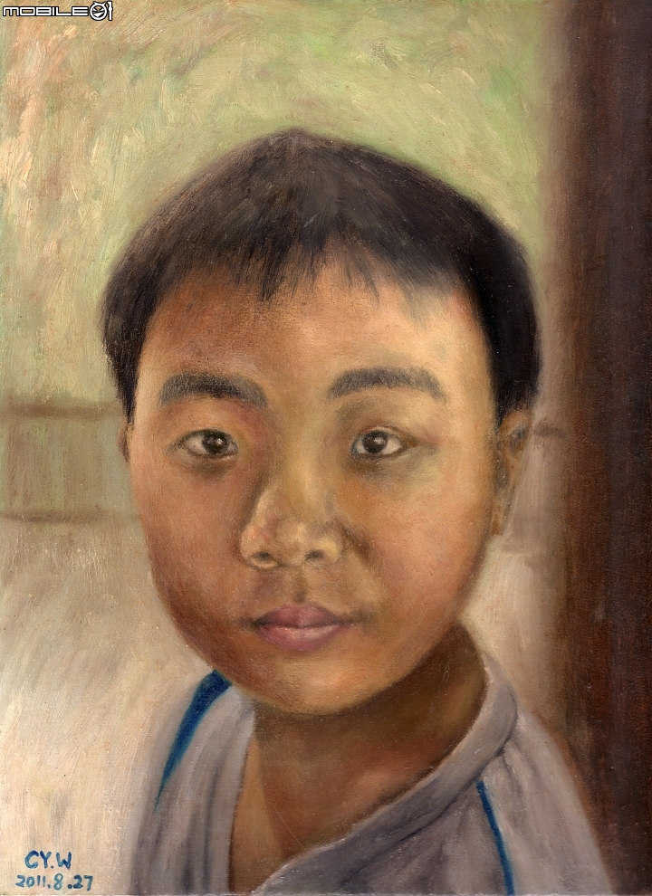 小男童肖像油畫