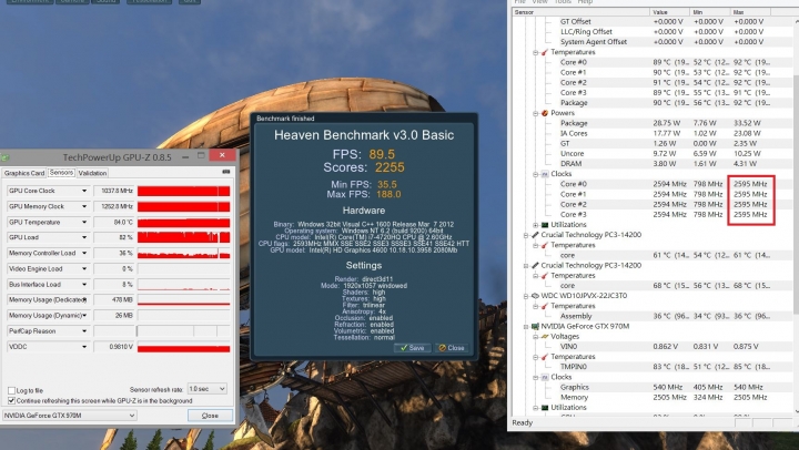 GIGABYTE P34W V3 CPU有無Turbo之遊戲測試