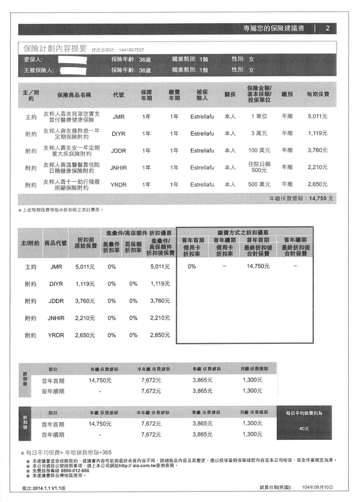 醫療險+意外險的保單建議，哪個較佳?