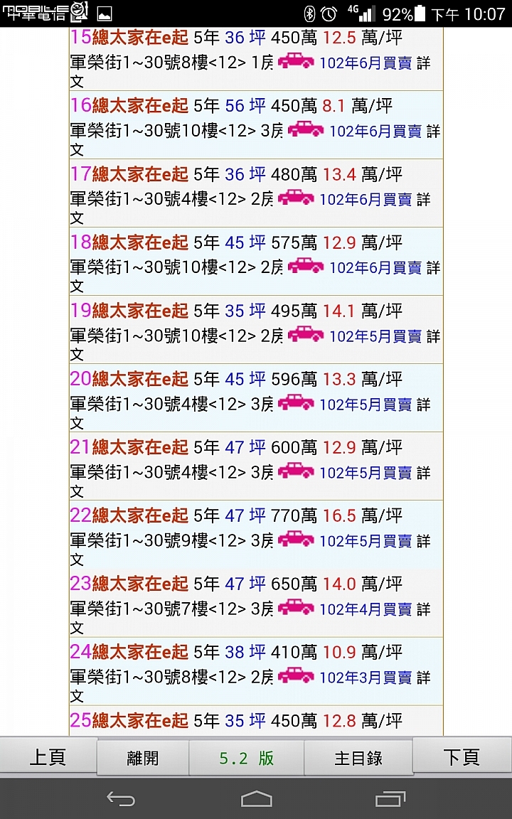 純分享,實價登錄同社區成交價
