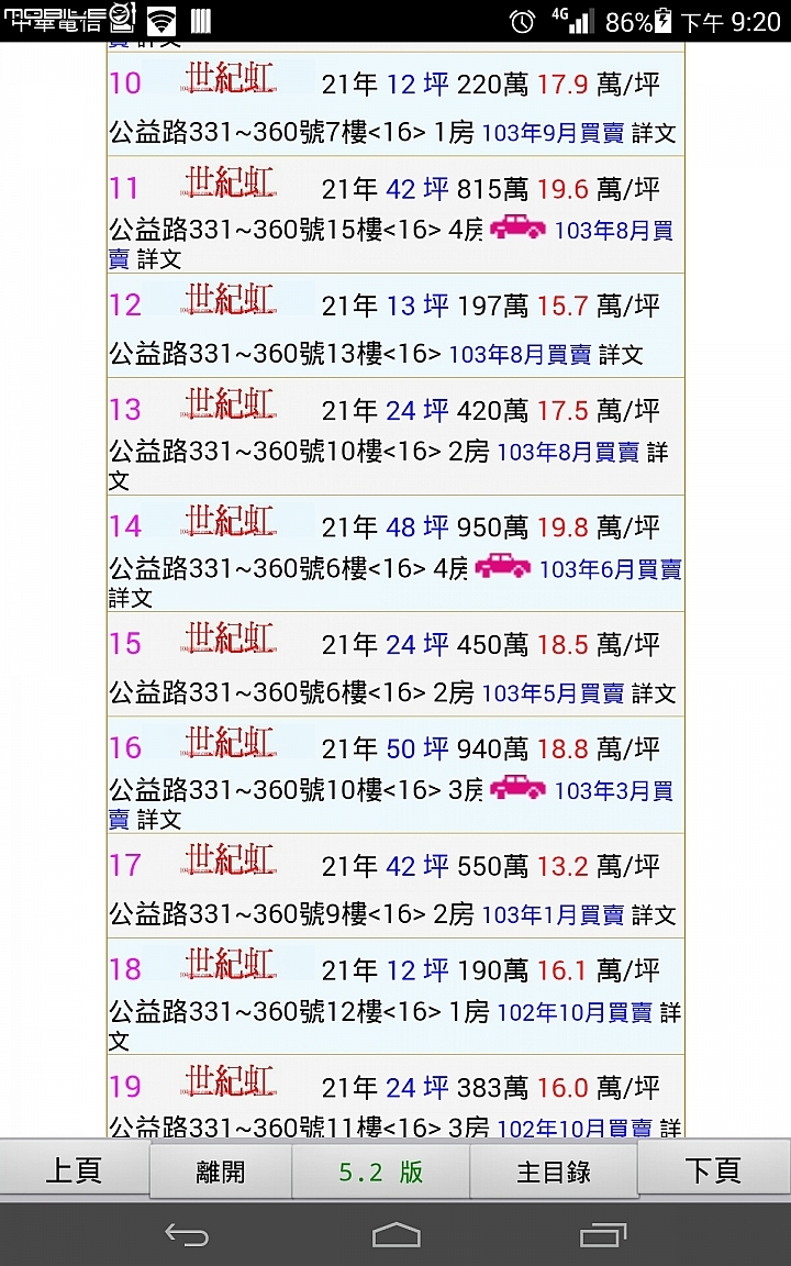 純分享,實價登錄同社區成交價