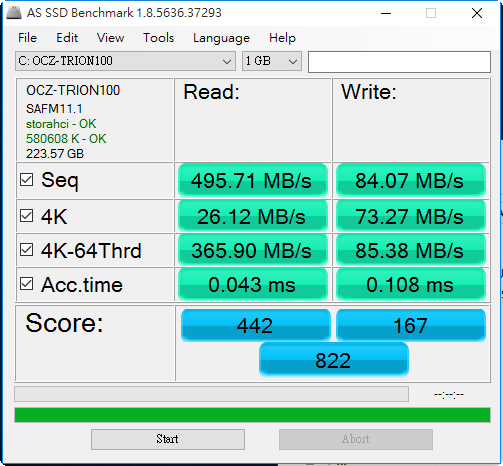 [測試] OCZ Trion 100 240GB 固態硬碟 Windows 10效能測試