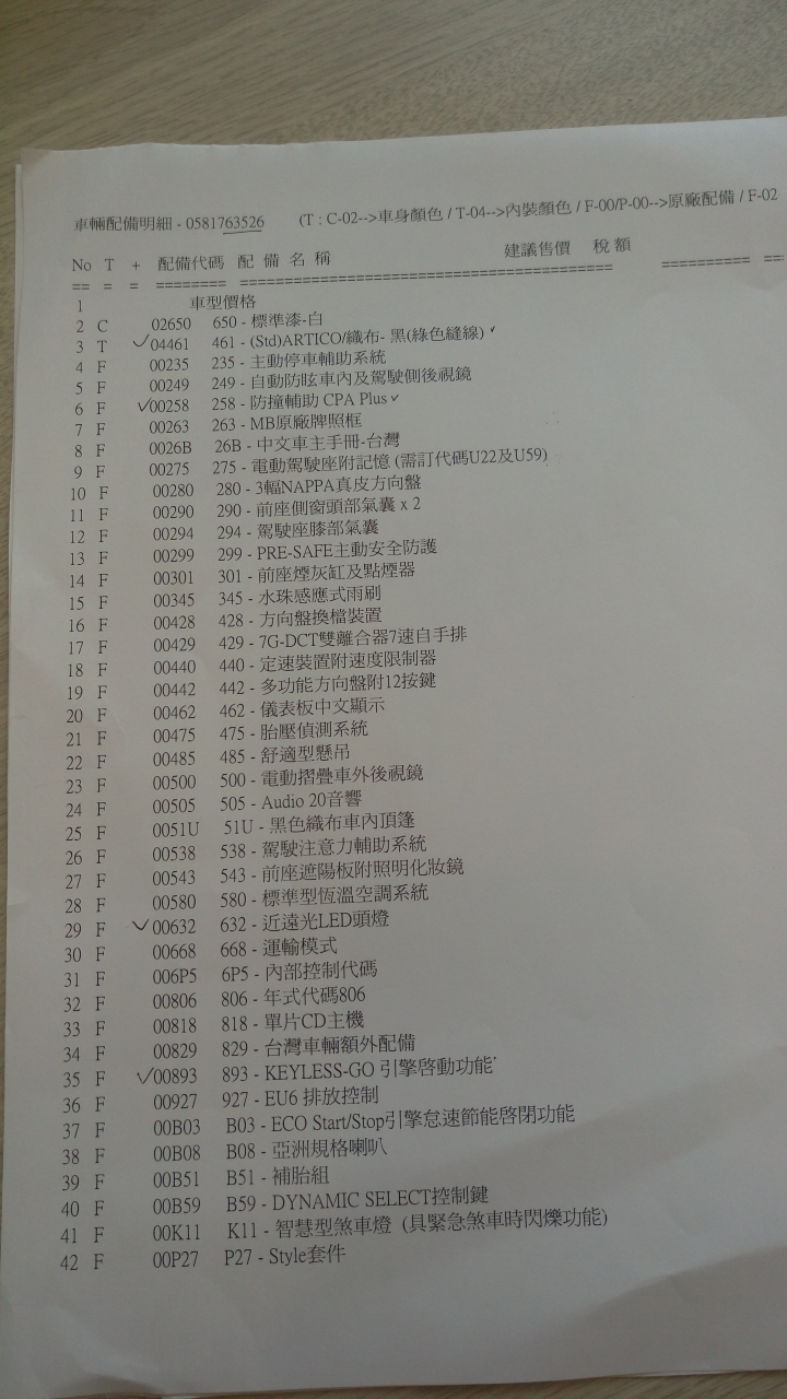 Benz A180小改款菜單 已付訂預計11月到港