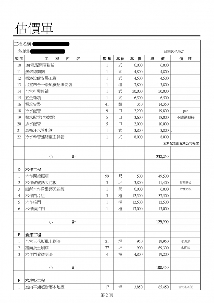 台北裝修報估價