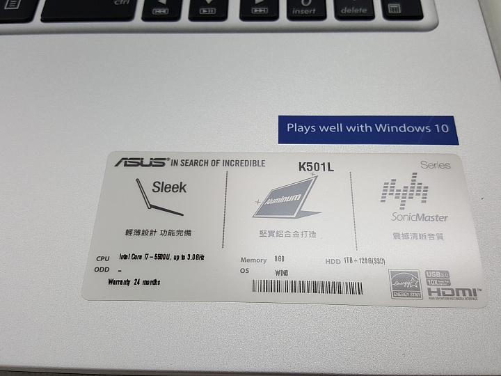2015/9/16 ASUS K501LX i7版 含淚開箱