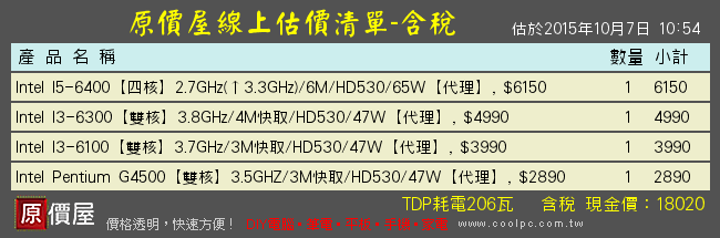 六代 CPU 比較