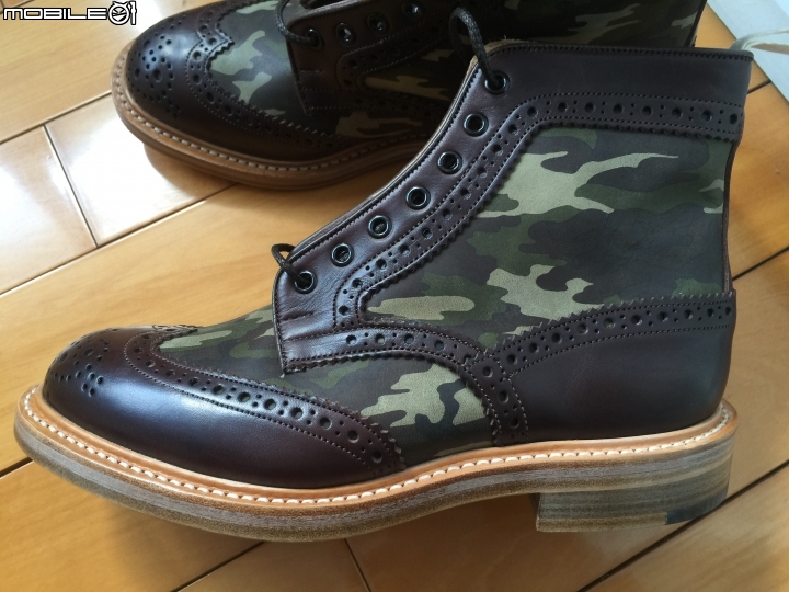 Tricker's 拼接迷彩靴
