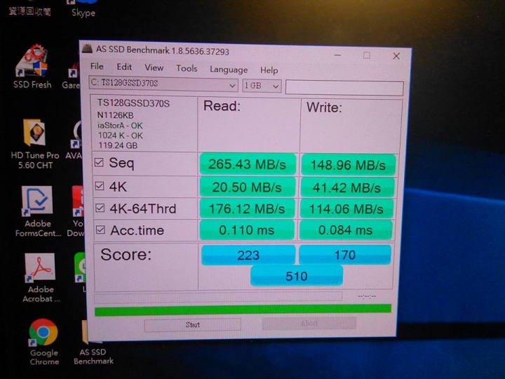 想請問創見SSD 370S 128GB測試數值正常嗎?