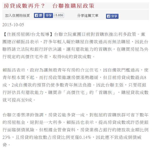 房貸成數再升？台聯推購屋政策