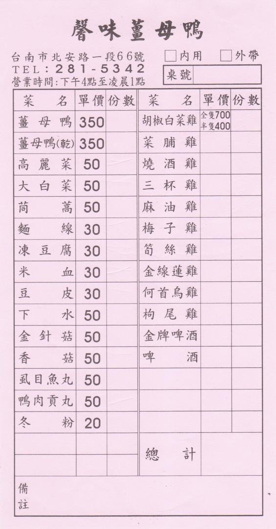 [台南][北區] 馨味薑母鴨