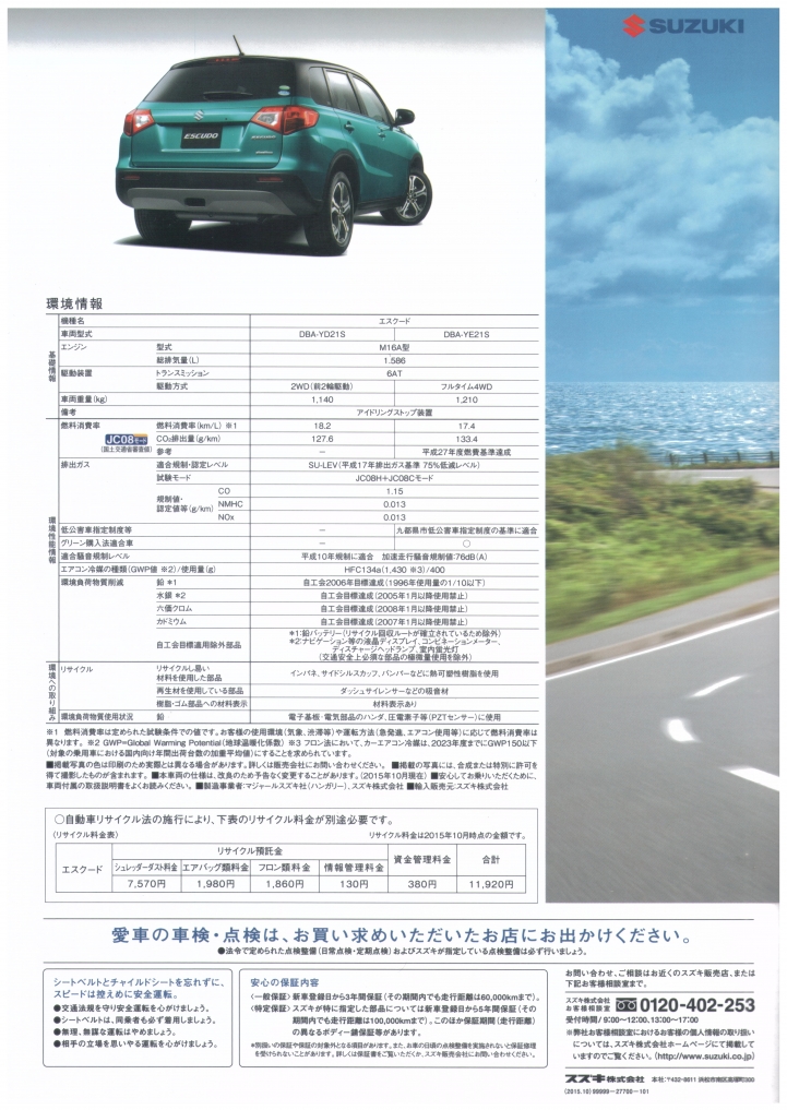 Suzuki Escudo 目錄