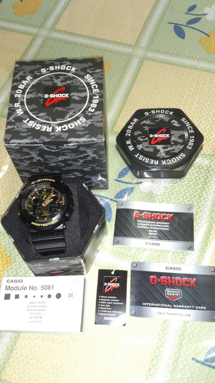 G-SHOCK GA-100CF 黑金迷彩 來開箱！