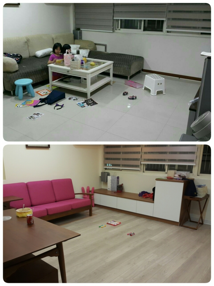 小資家庭有限預算創造大大的效益……感謝01!!!!!     內含歐德系統櫃，優渥實木，QS超耐磨地板，乾悟上下床，八里楓格名床，永和億安廚具，隆美窗簾等心得分享。