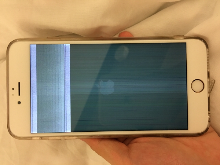 剛買不到一週的iPhone 6s plus玫瑰金出現奇怪當機畫面，請問有人遇過類似的當機畫面嗎？