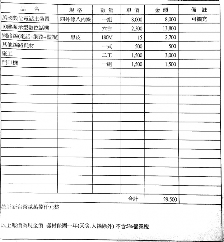 監控報價一案