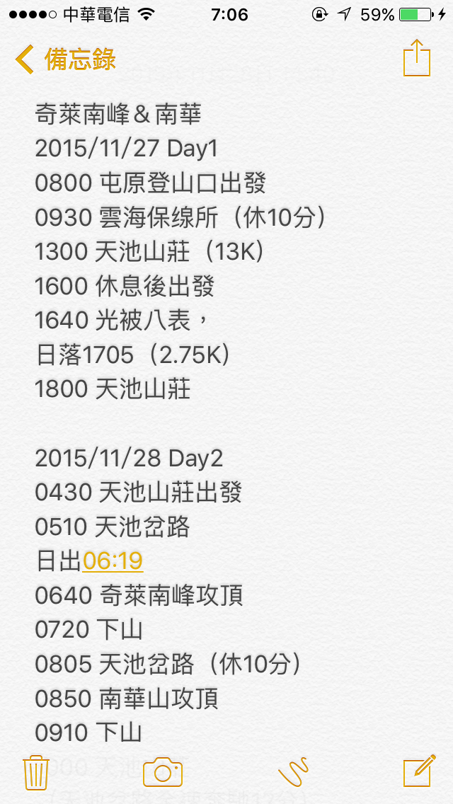 [登山遊記]2015-11-27.28五星級天池山莊之奇萊南華行（圖多慎入）-12/4更新