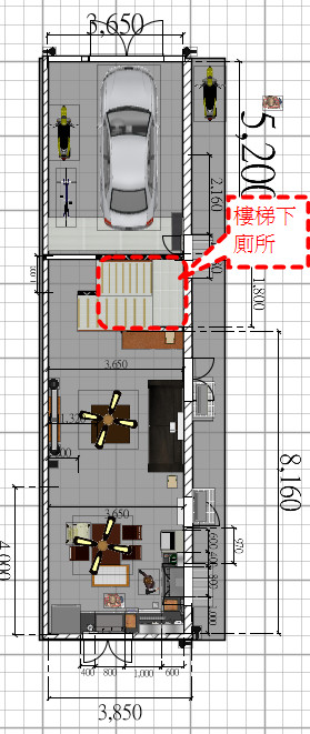 透天1F 大門見廁風水問題