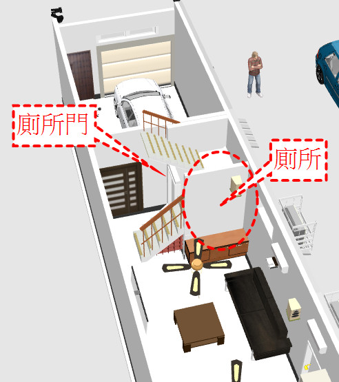 透天1F 大門見廁風水問題