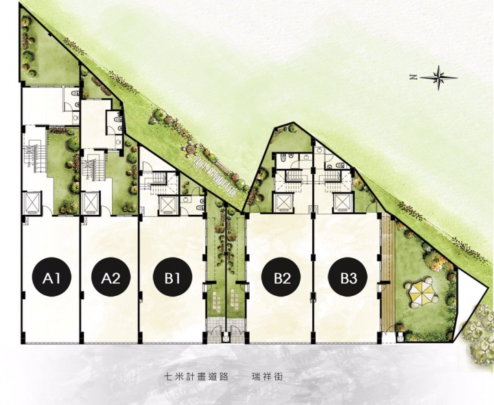 台中市北區興進路園道旁的山水觀道