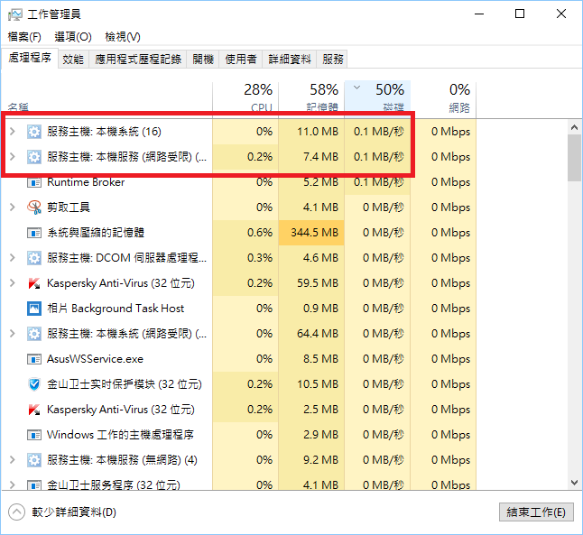 為何Win10的這幾個程序閒置時會一直跑(占用硬碟資源...