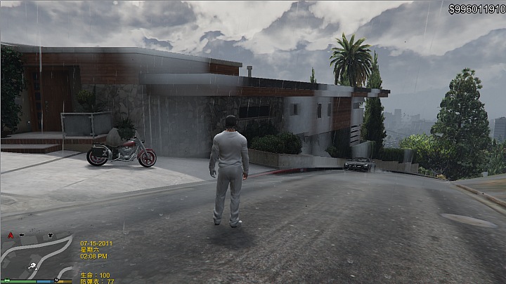 GTA5下雨天出現的畫面異像，不知是電腦硬體問題還是遊戲設定問題，高手請進