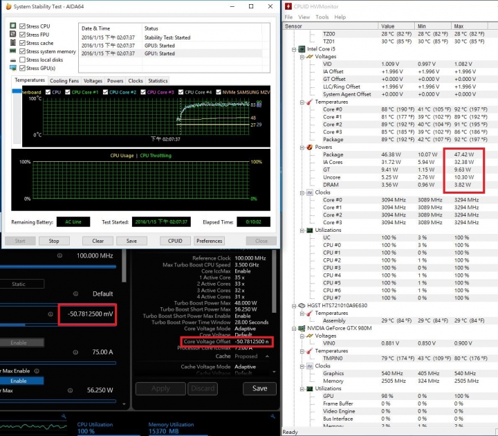 GIGABYTE P37X V5燒機(使用XTU調整mV降壓降溫)與遊戲溫度表現