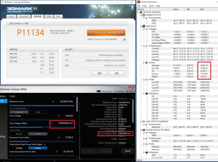 GIGABYTE P37X V5燒機(使用XTU調整mV降壓降溫)與遊戲溫度表現