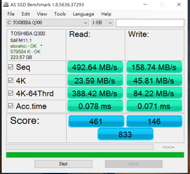 Toshiba Q300 240G SSD的速度