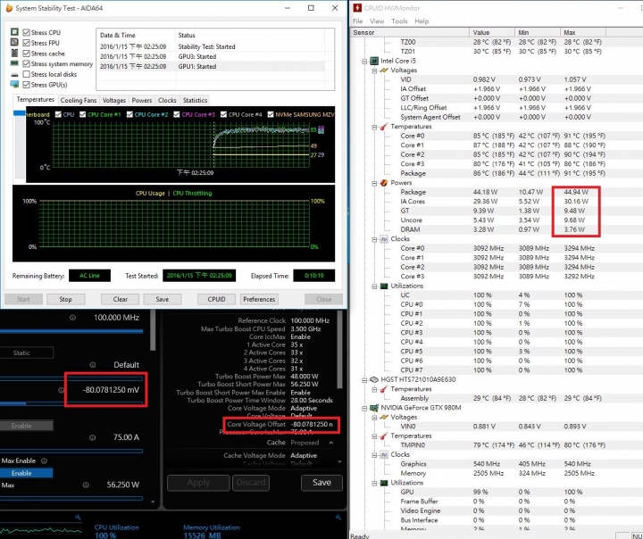 GIGABYTE P37X V5燒機(使用XTU調整mV降壓降溫)與遊戲溫度表現