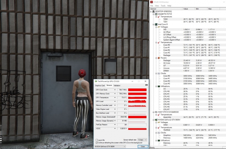 GIGABYTE P37X V5燒機(使用XTU調整mV降壓降溫)與遊戲溫度表現
