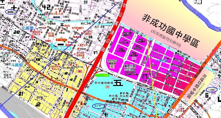 竹北成功國中學區,個人認為最公正的劃法