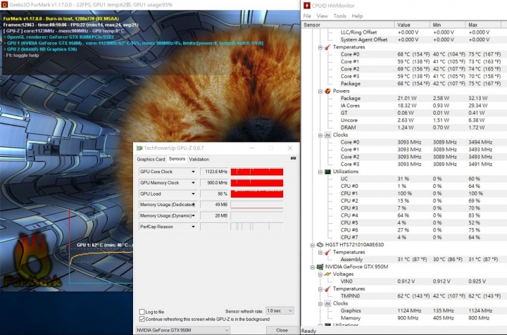 GIGABYTE P15F V5燒機與遊戲溫度測試