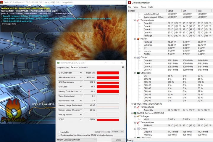 GIGABYTE P15F V5燒機與遊戲溫度測試