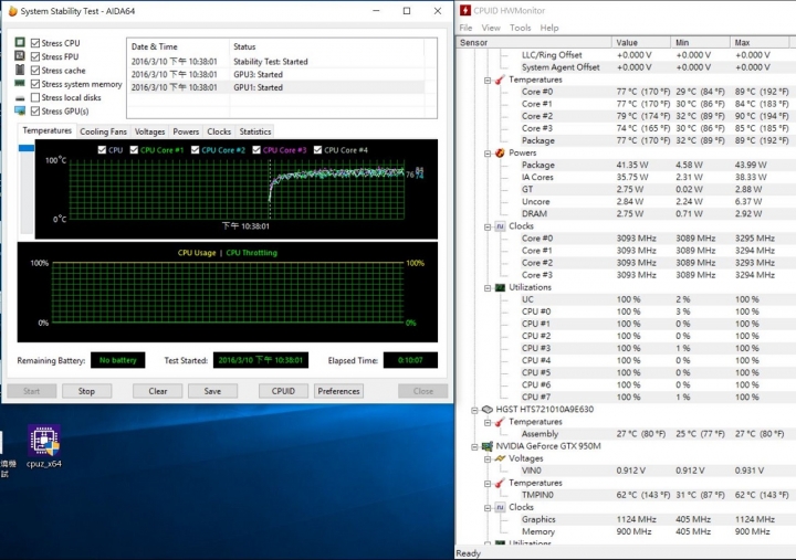 GIGABYTE P15F V5燒機與遊戲溫度測試