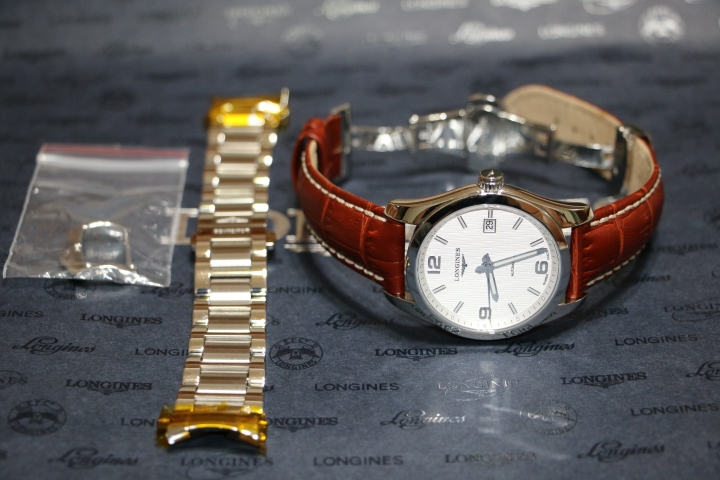 [開箱]Longines conquest classic(白)+HIRSCH 20mm皮手鐲